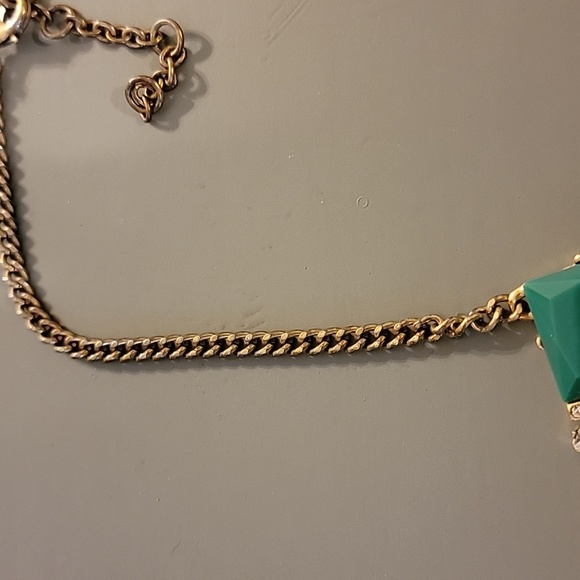 J. Crew Green & Clear Chunky Statement Gold Tone Necklace Fashion Costume GUC - Picture 10 of 16
